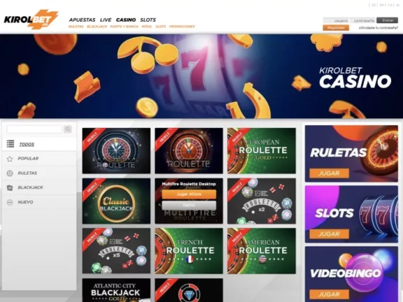 Hay una gran variedad de ruletas y slots en el casino online de Kirolbet